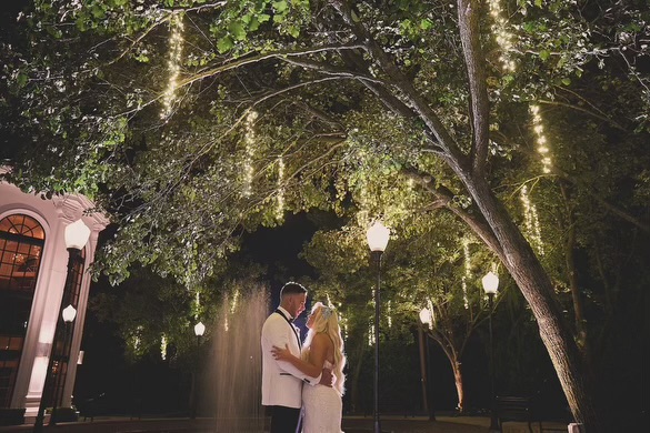 The Addison Park bride and groom under tree